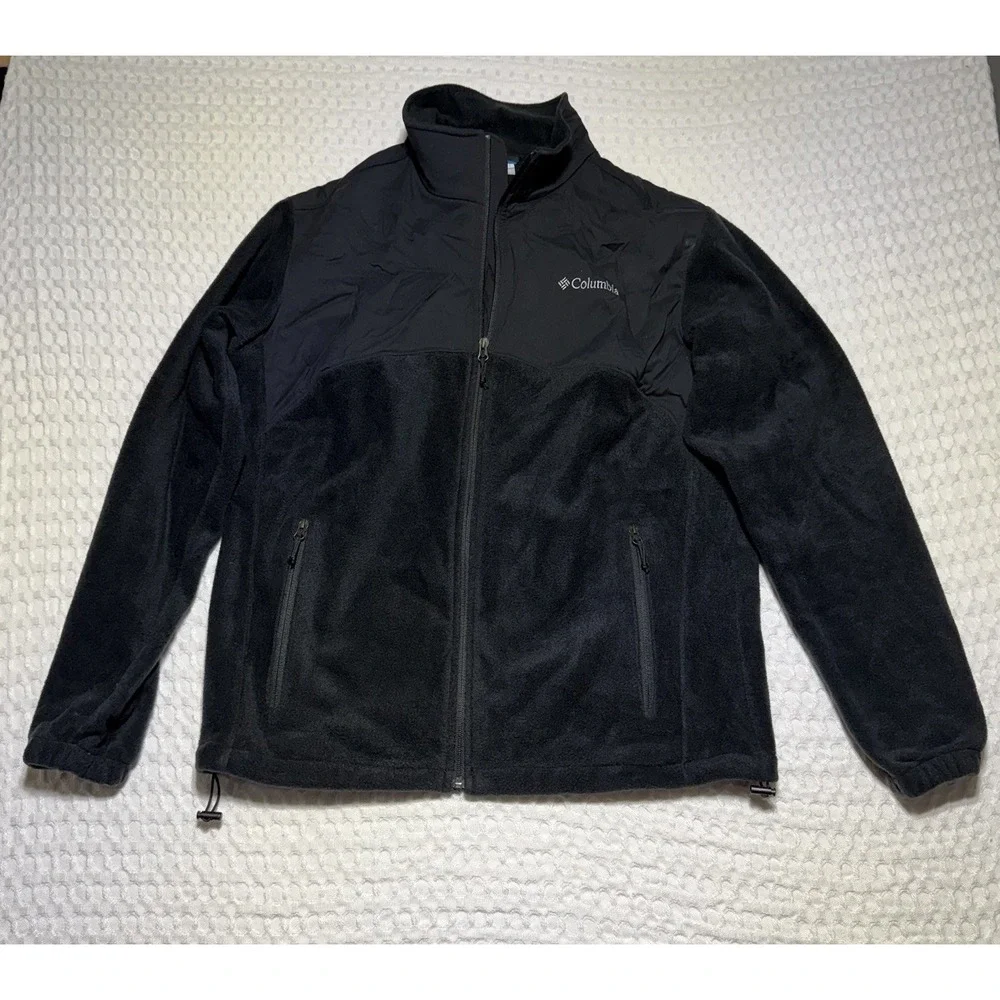 Columbia Sportswear Company Full Zip Fleece Jacket Omni Heat‎ Technology Black L